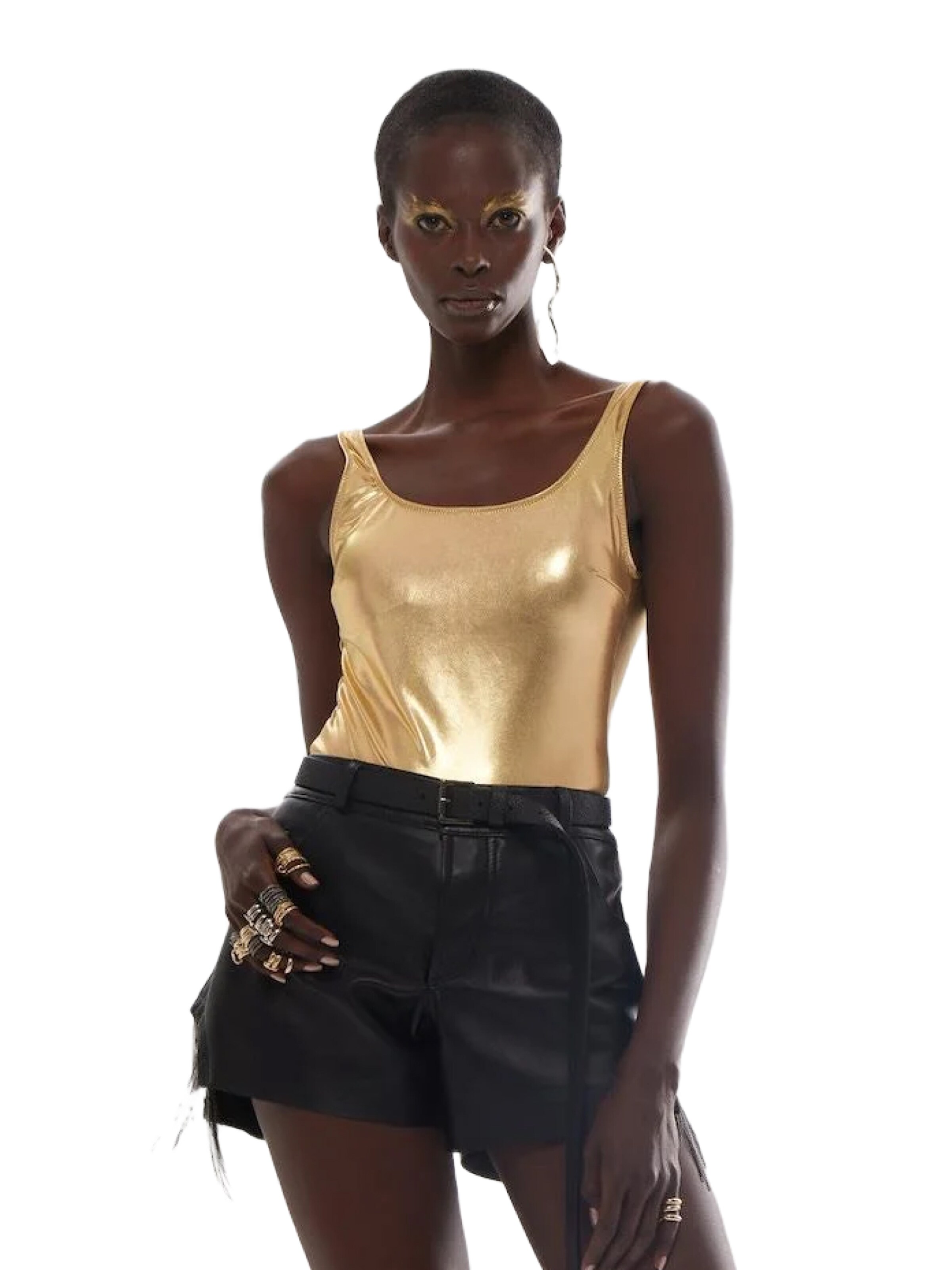 Rivus T-Shirt Badeanzug in Gold: Vorderseite