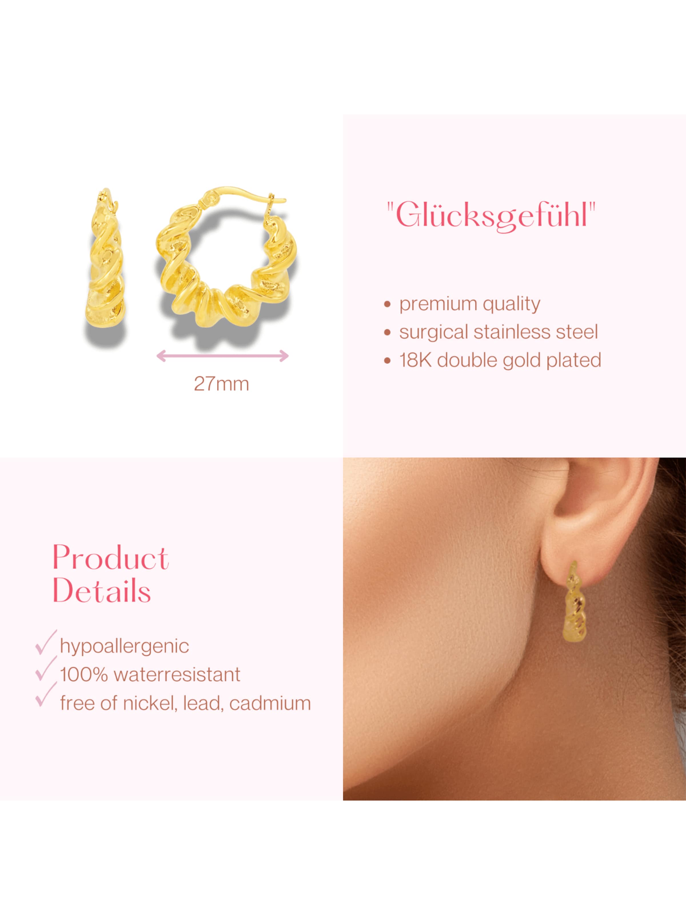 ARS-ARGENTI Ohrringe 'GLÜCKSGEFÜHL'‌‌‌‌ in Gold