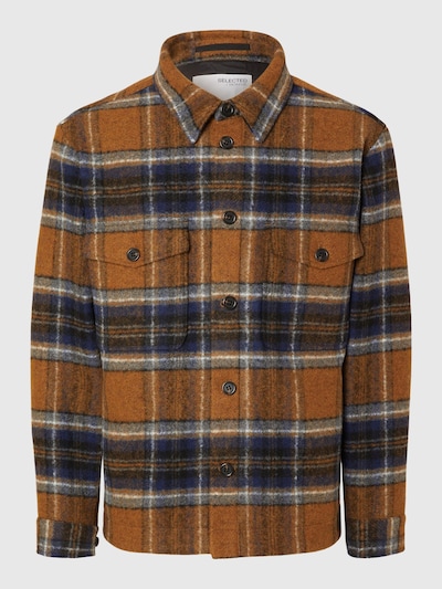 SELECTED HOMME Veste mi-saison 'Archive' en gentiane / caramel / chocolat / blanc, Vue avec produit
