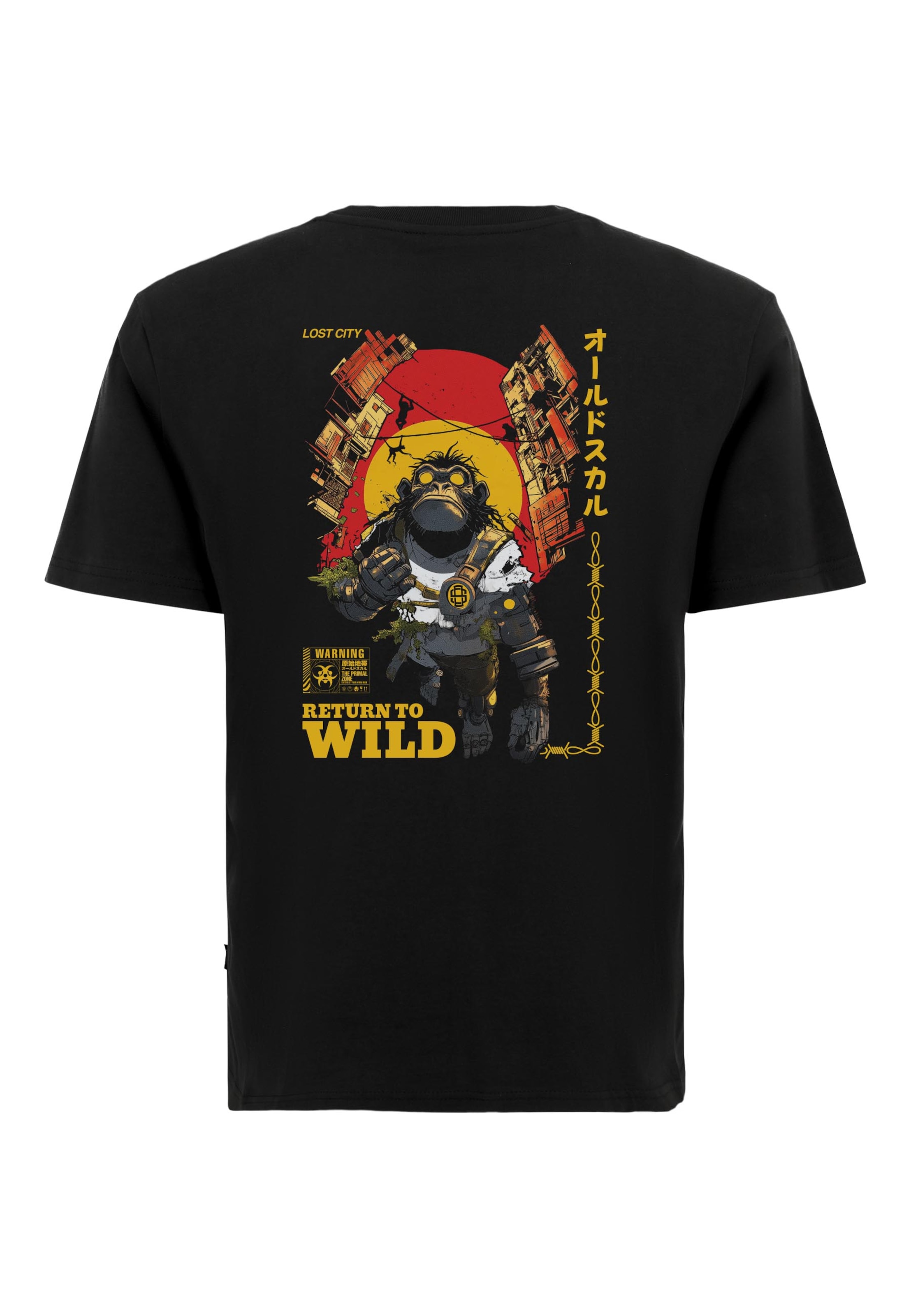 Oldskull Shirt 'Wrldvibe Return to Wild Graphic' in Black: front