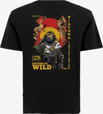Oldskull Shirt 'Wrldvibe Return to Wild Graphic' in Black: front