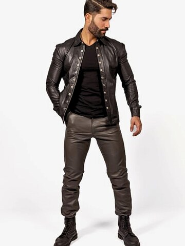 Be  Noble Regular Fit Hemd 'Lederhemd - Lederjacke Orlando'‌‌‌‌‌‌ in Schwarz