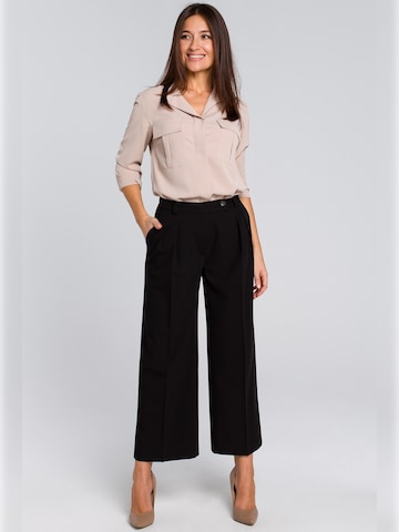 Stylove - Pierna ancha Pantalón plisado en negro
