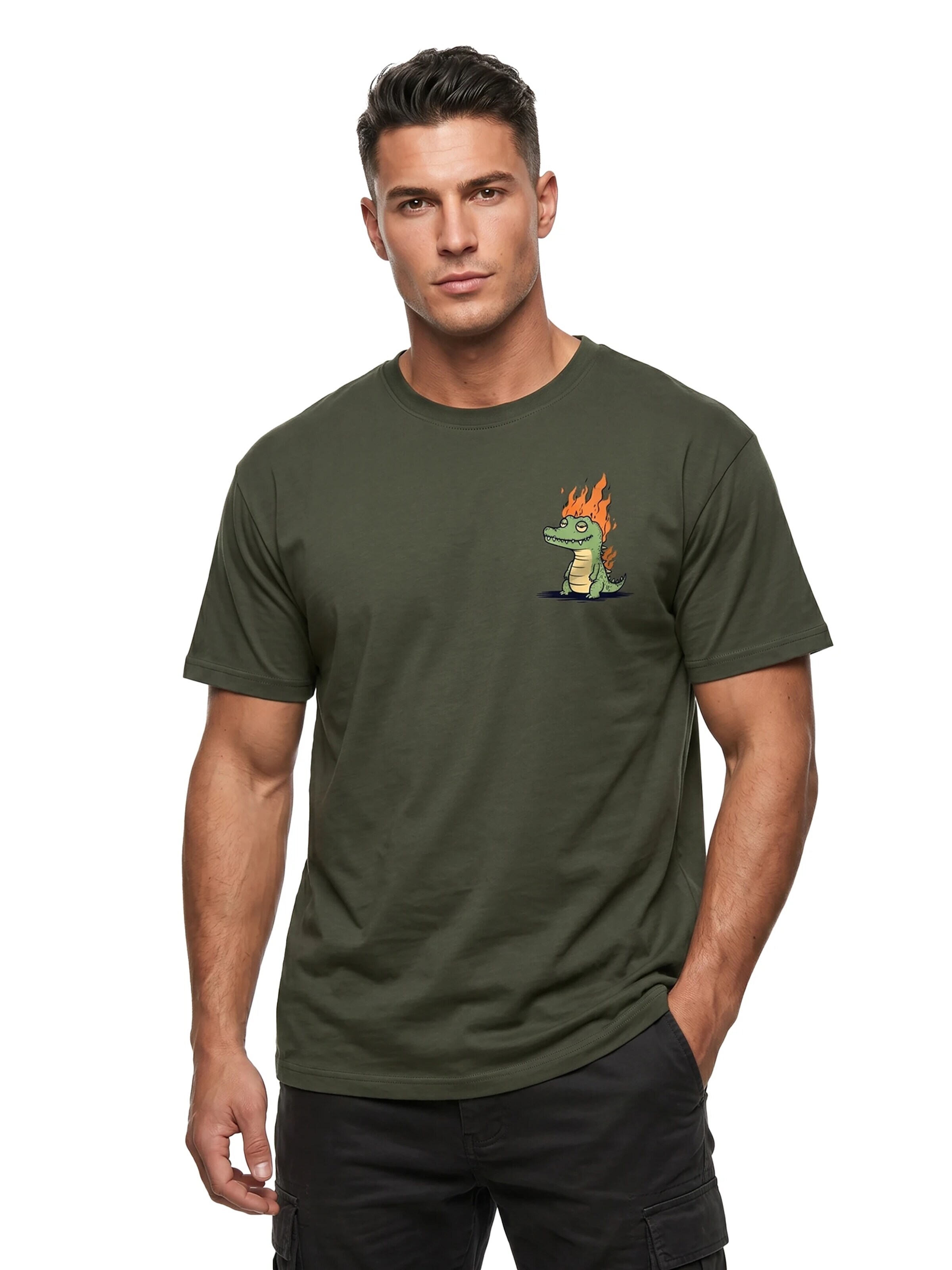 MAKAYA Shirt 'Krokodil'‌‌‌‌‌‌‌ in Grün: Vorderseite