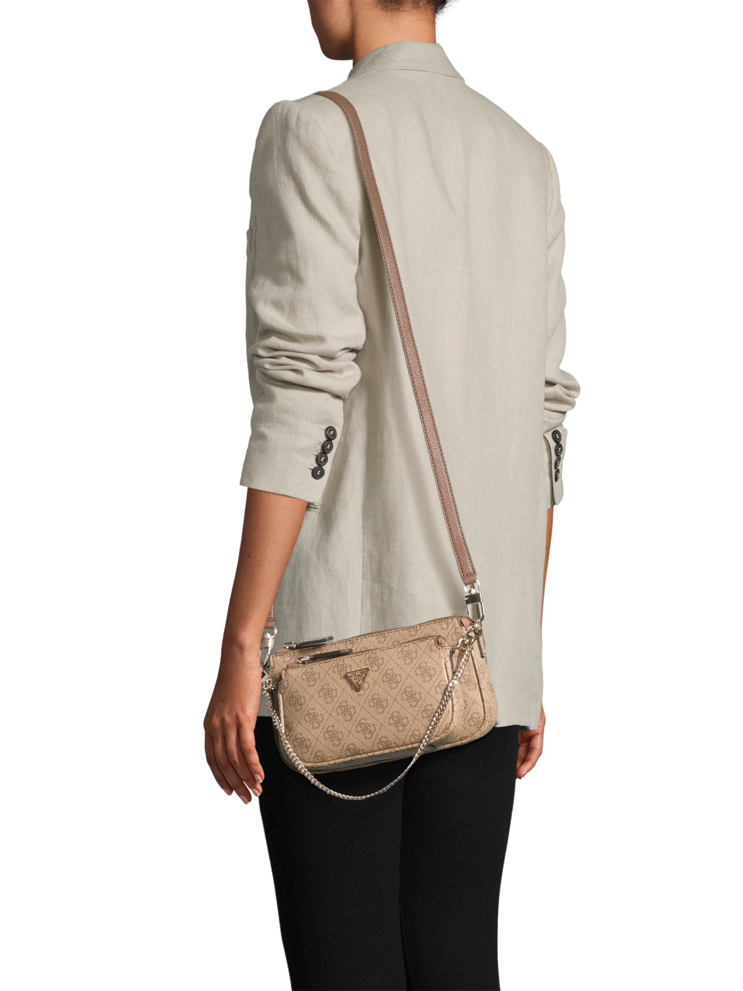 GUESS Τσάντα ώμου 'NOELLE II DBL POUCH CROSSBODY' σε καφέ: μπροστά