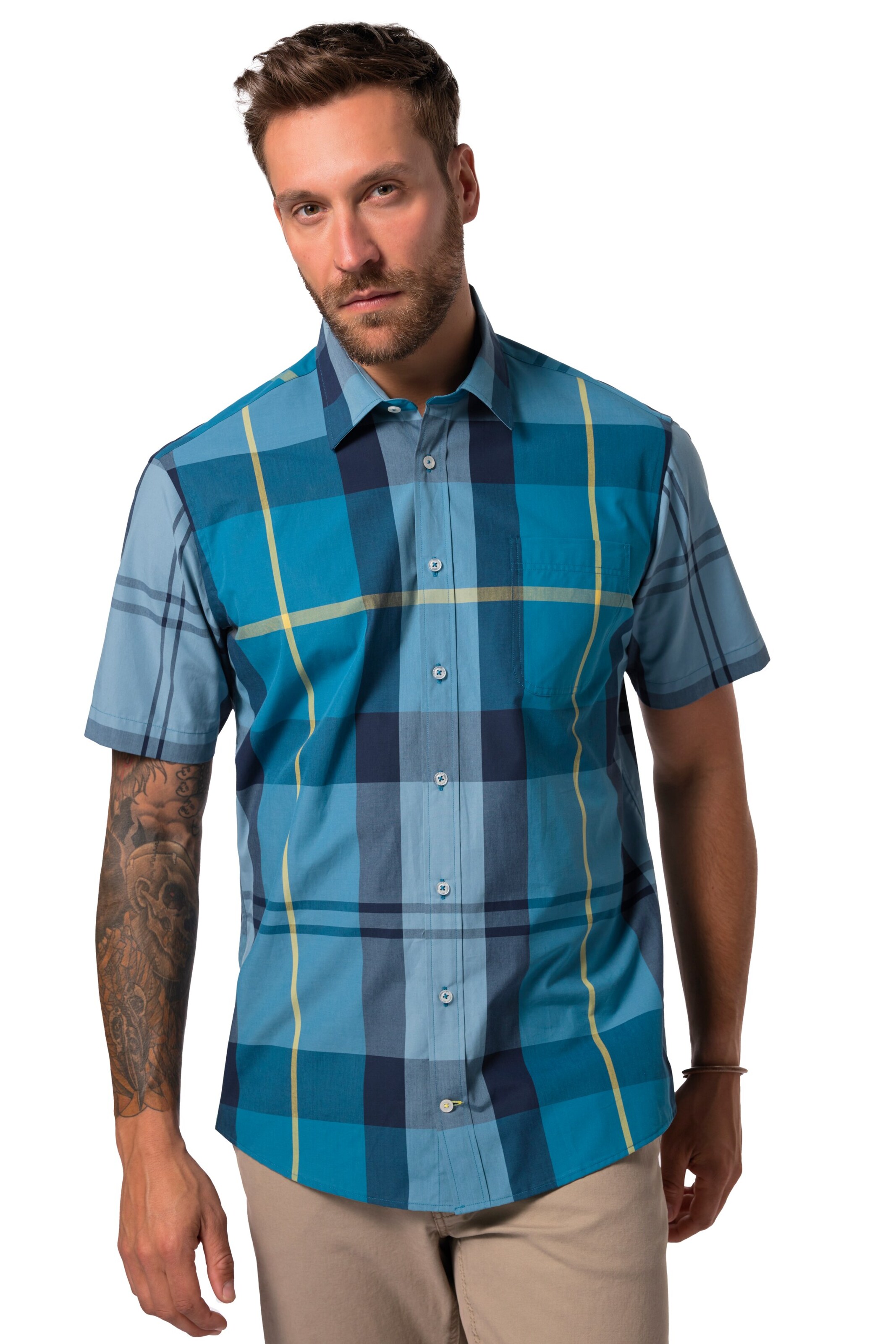 JP1880 Regular fit Overhemd in Blauw: voorkant