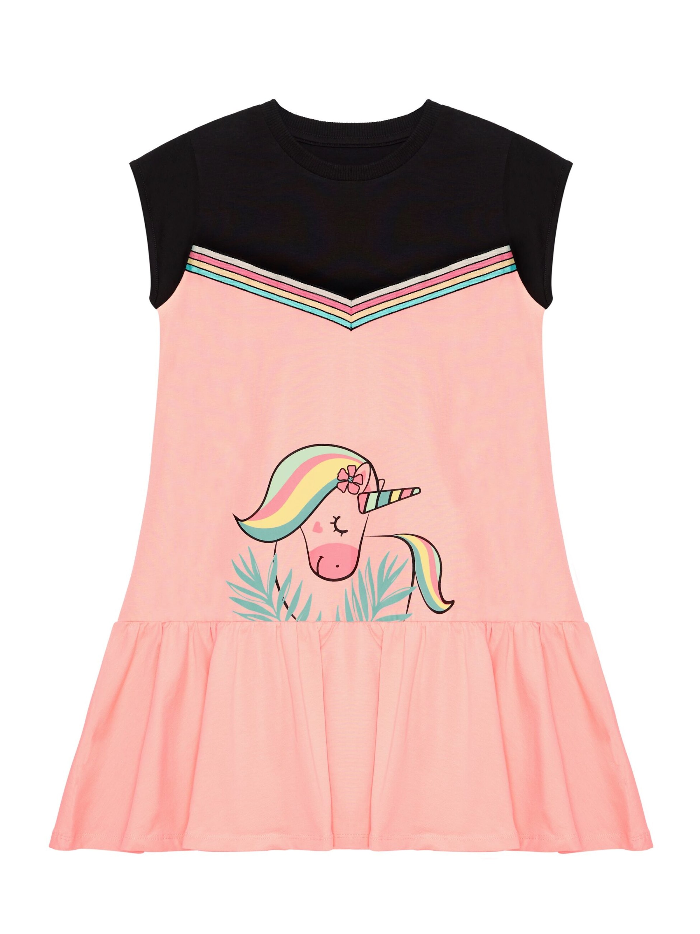 Abito 'Flower Unicorn' di Denokids in rosa: frontale