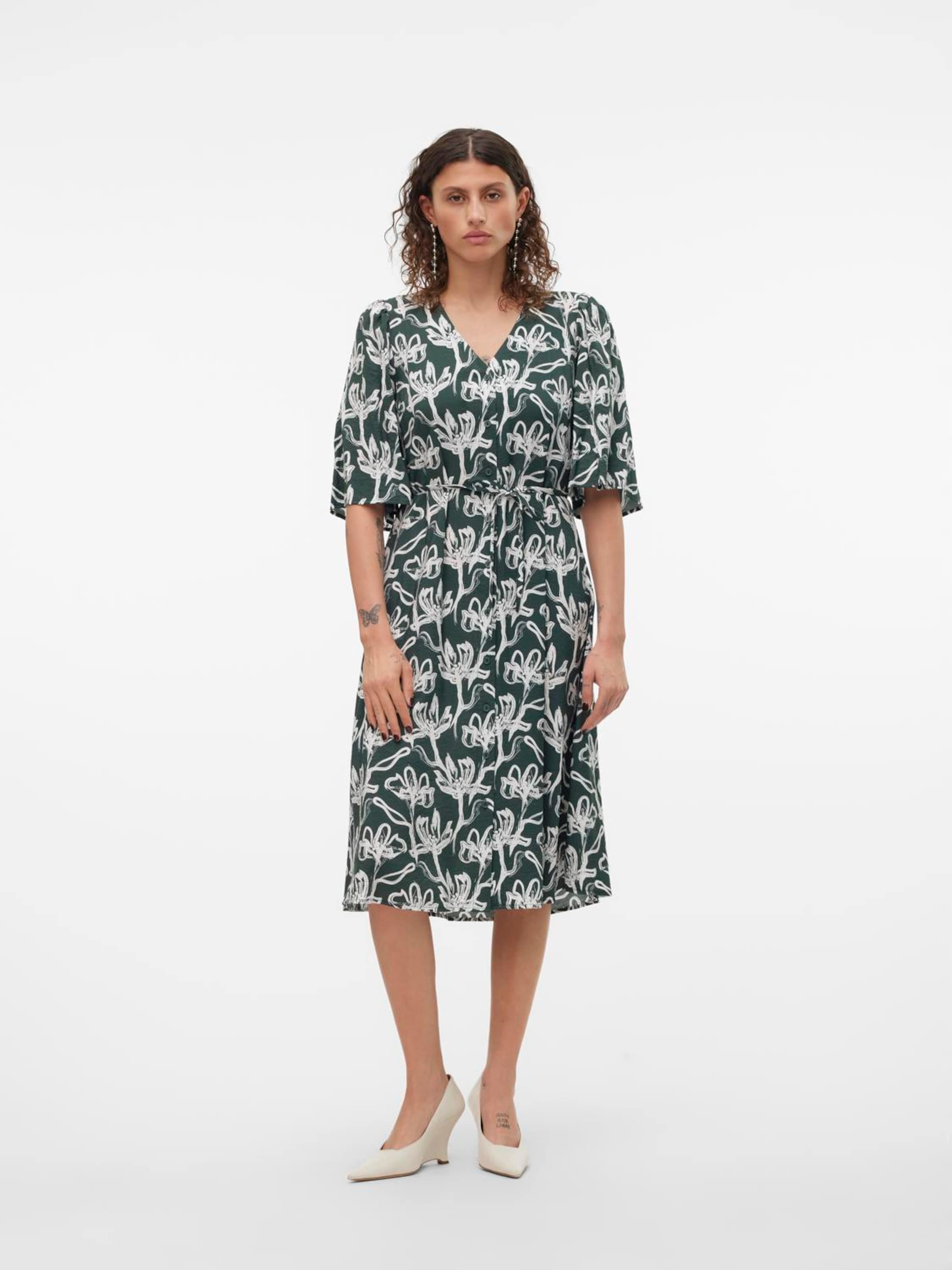 VERO MODA Blousejurk VMJOSIE in Donkergroen ABOUT YOU