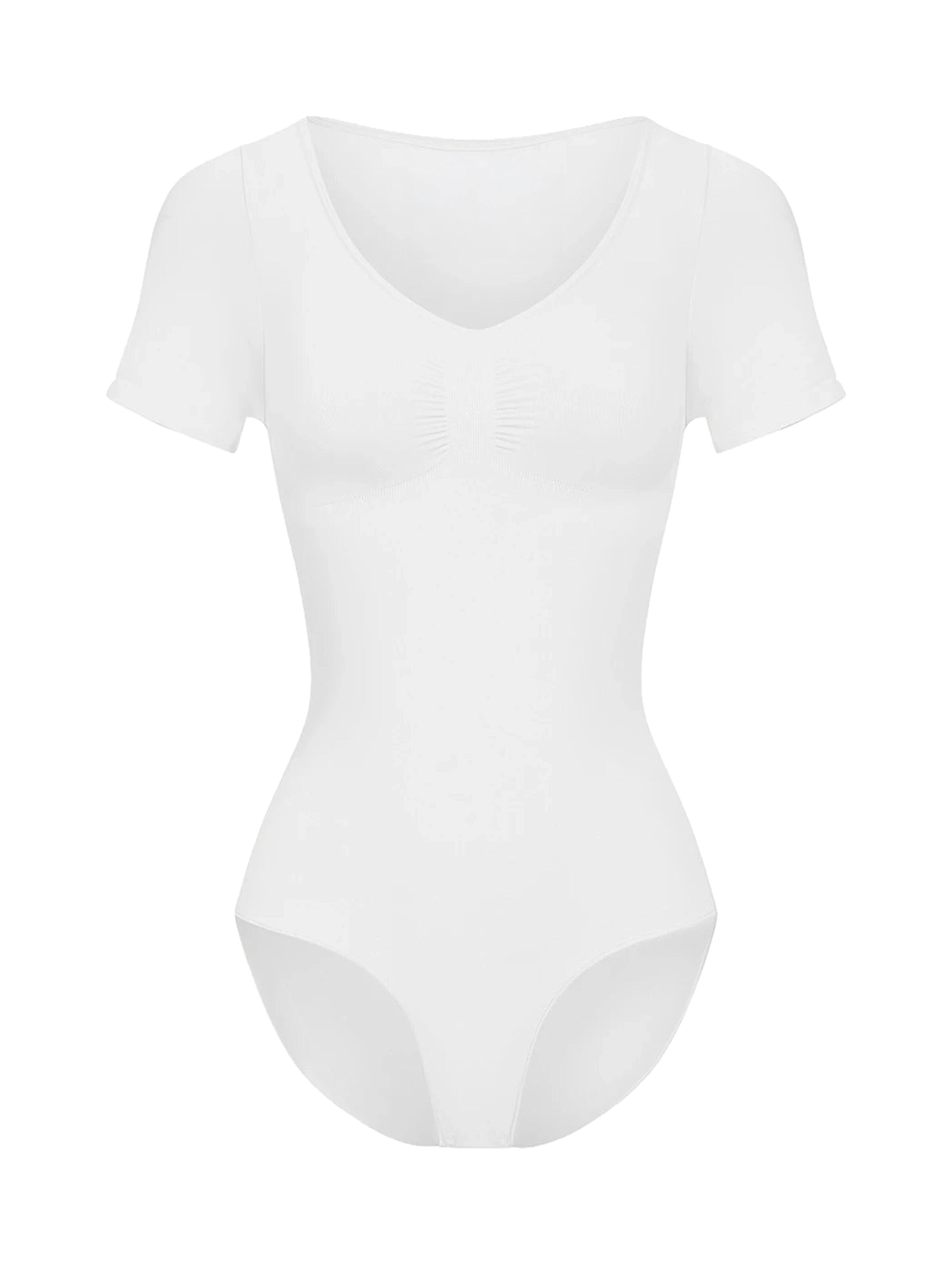 cfab Shapingbody 'T-Shirt Bodysuit Sculpting Shapewear mit Slip'‌‌ in Weiß: Vorderseite