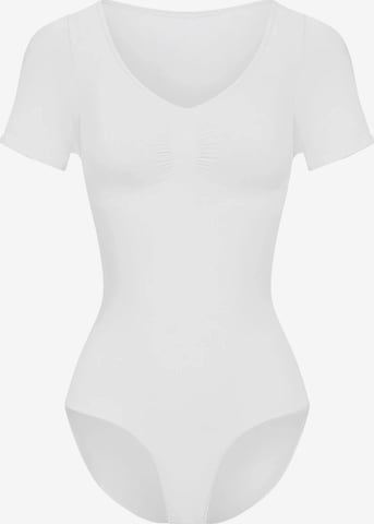 cfab Shapingbody 'T-Shirt Bodysuit Sculpting Shapewear mit Slip' in Wit: voorkant