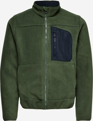 Jachetă  fleece 'HIKE' de la Only & Sons pe verde