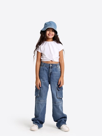 Solang Regular Hose Denim-Cargo-Hose mit Cargotaschen in Blau: Vorderseite