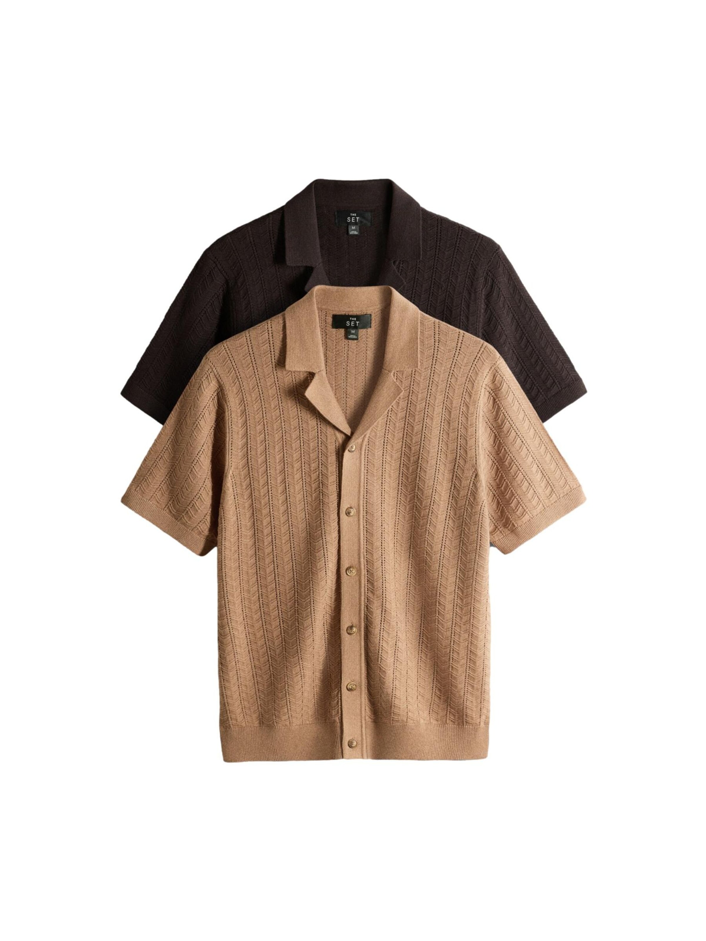 The Set Comfort fit Overhemd in Bruin: voorkant