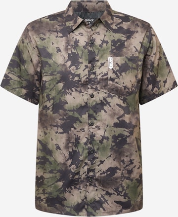 Hurley Athletic Button Up Shirt in Brown: front