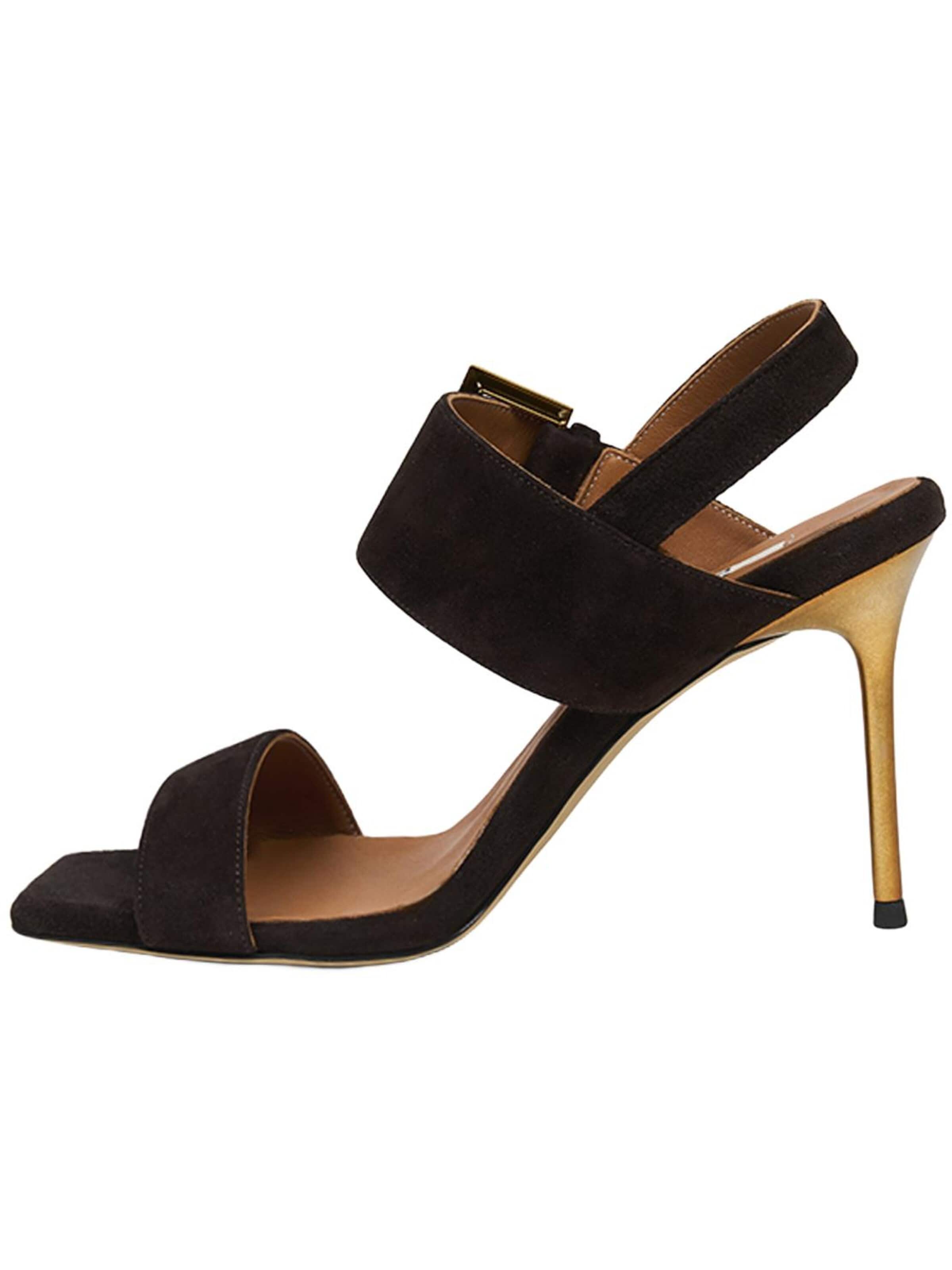 Desa Strap sandal 'DESA Damen-Abendsandalen aus Wildleder mit Schnallendetail' in Brown