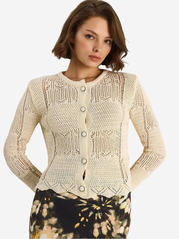 Bianco Lucci Knit cardigan in Beige: front