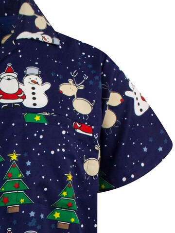 King Kameha Regular Fit Hemd 'Christmas Buddies' in Blau