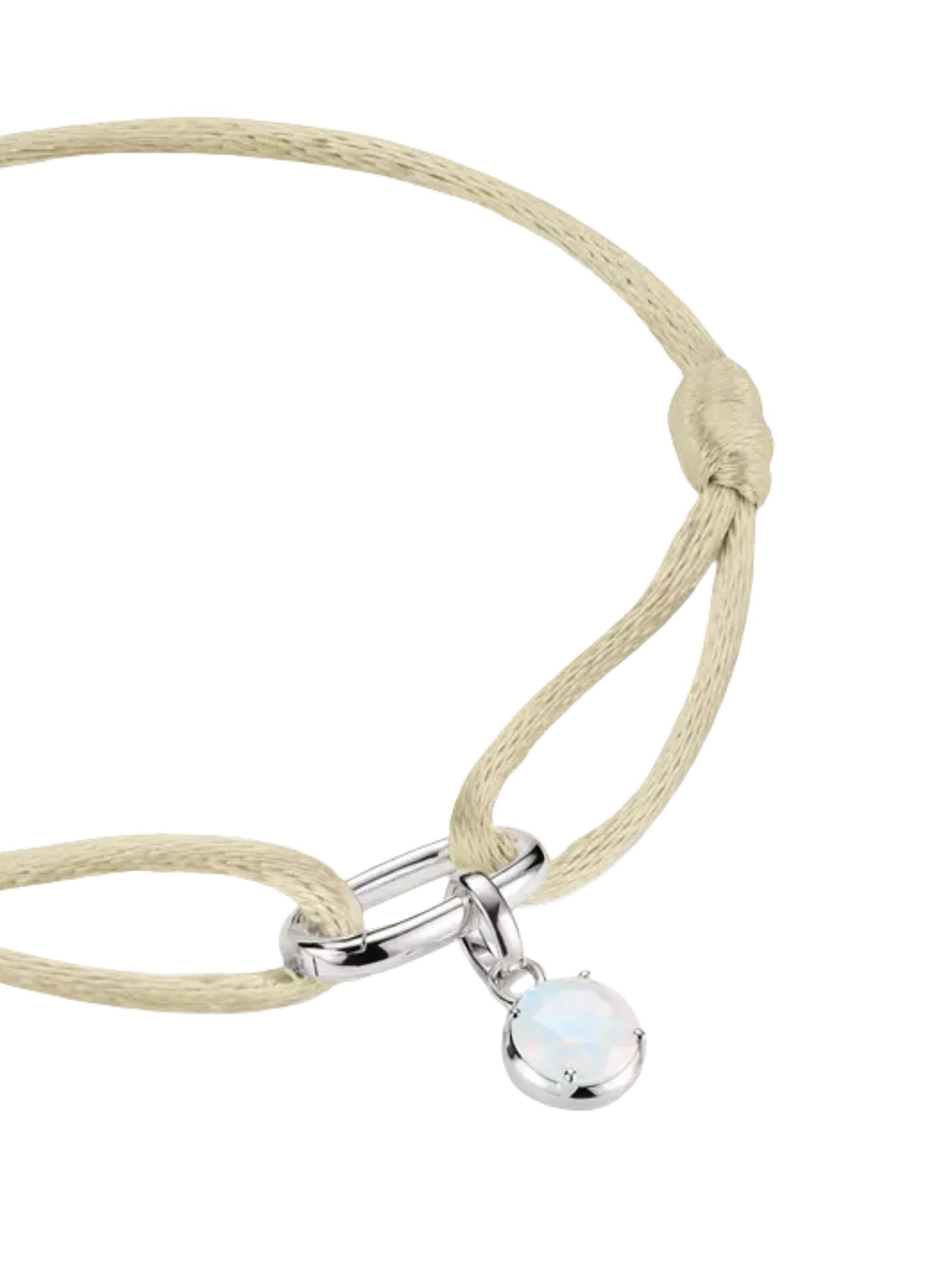 Thomas Sabo Bracelet 'Silver Textile Bracelet Beige Connect' in Beige