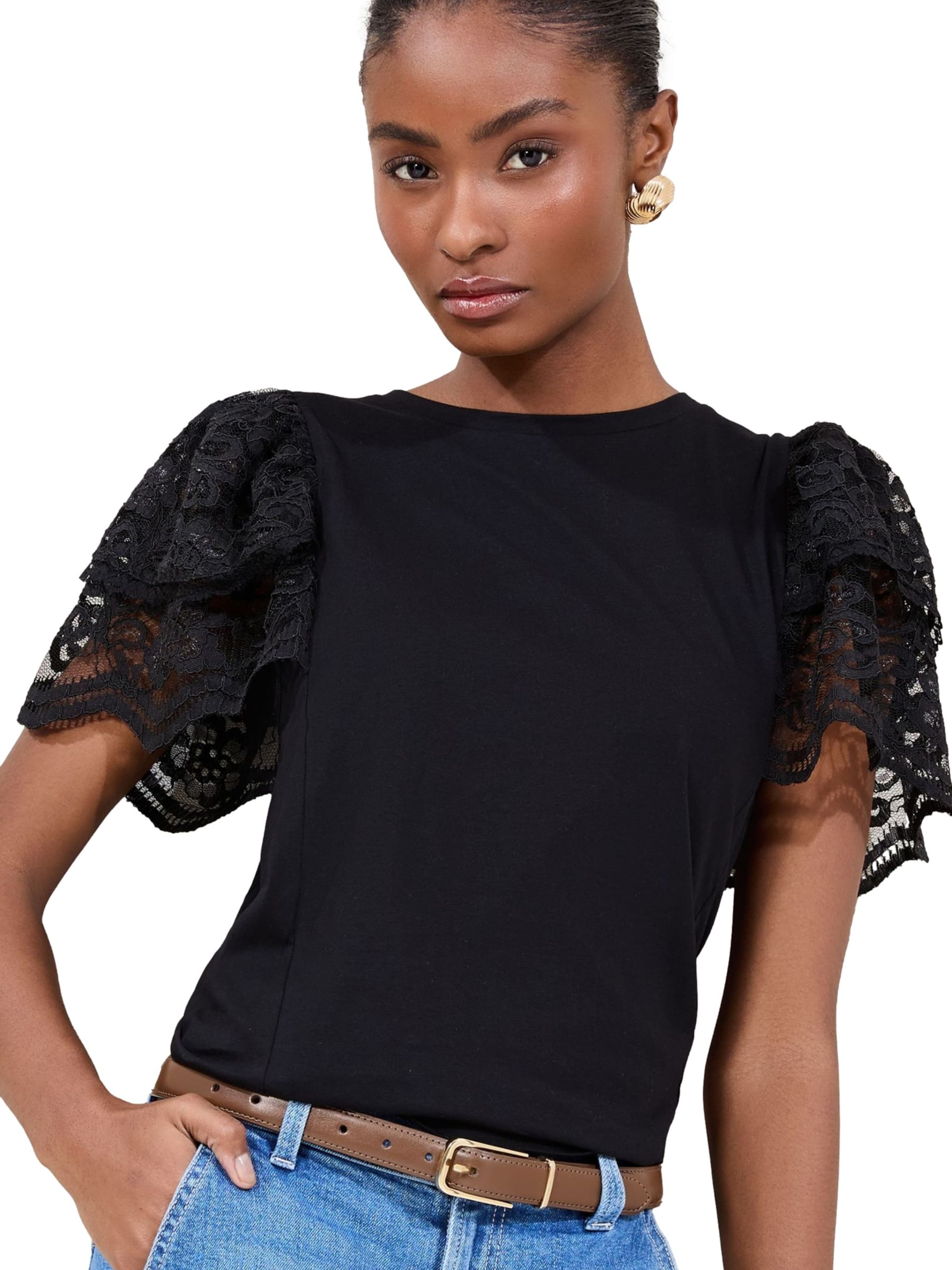 Lipsy Тениска в черно: отпред