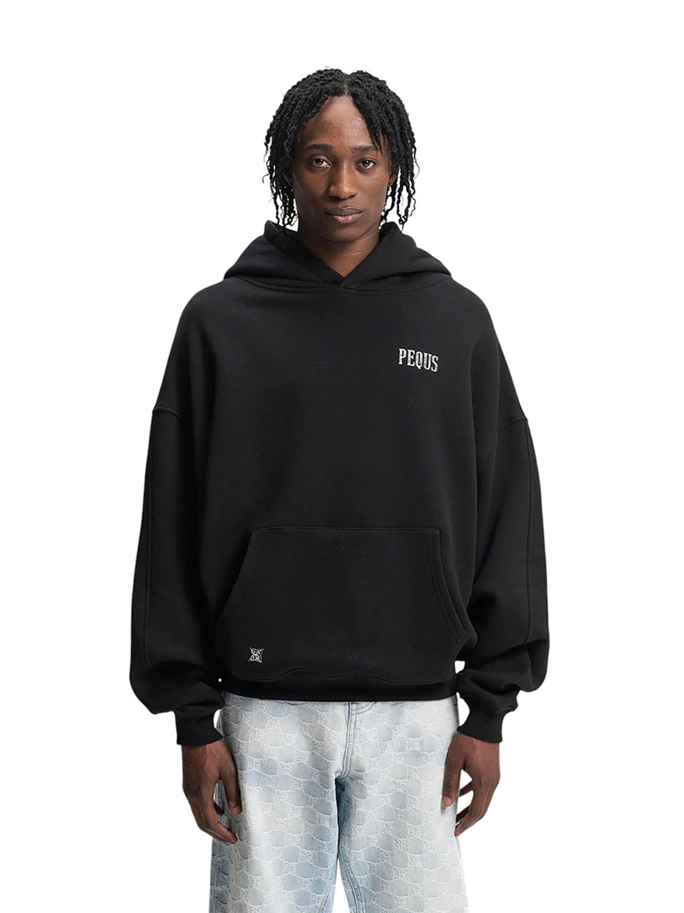 Pequs Sweatshirt 'Back Stamp' in Black: front