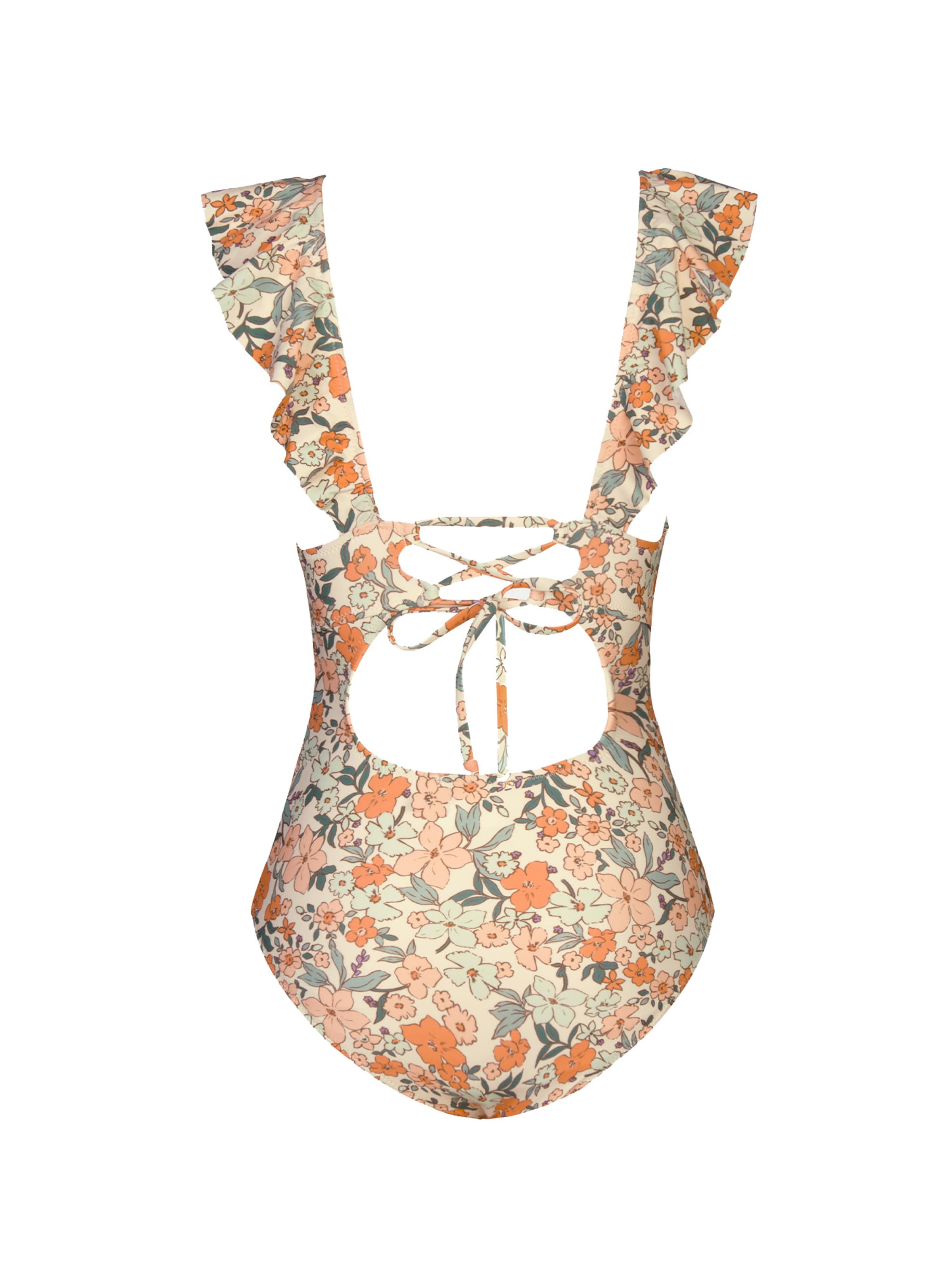 Cupshe Bustier Badeanzug 'Green-AB20760G/Orange-DAA12E2L002DD'‌‌‌‌‌‌‌ in Orange
