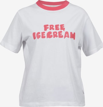 Kleinigkeit - Camisa 'Free Ice Cream' em branco: frente