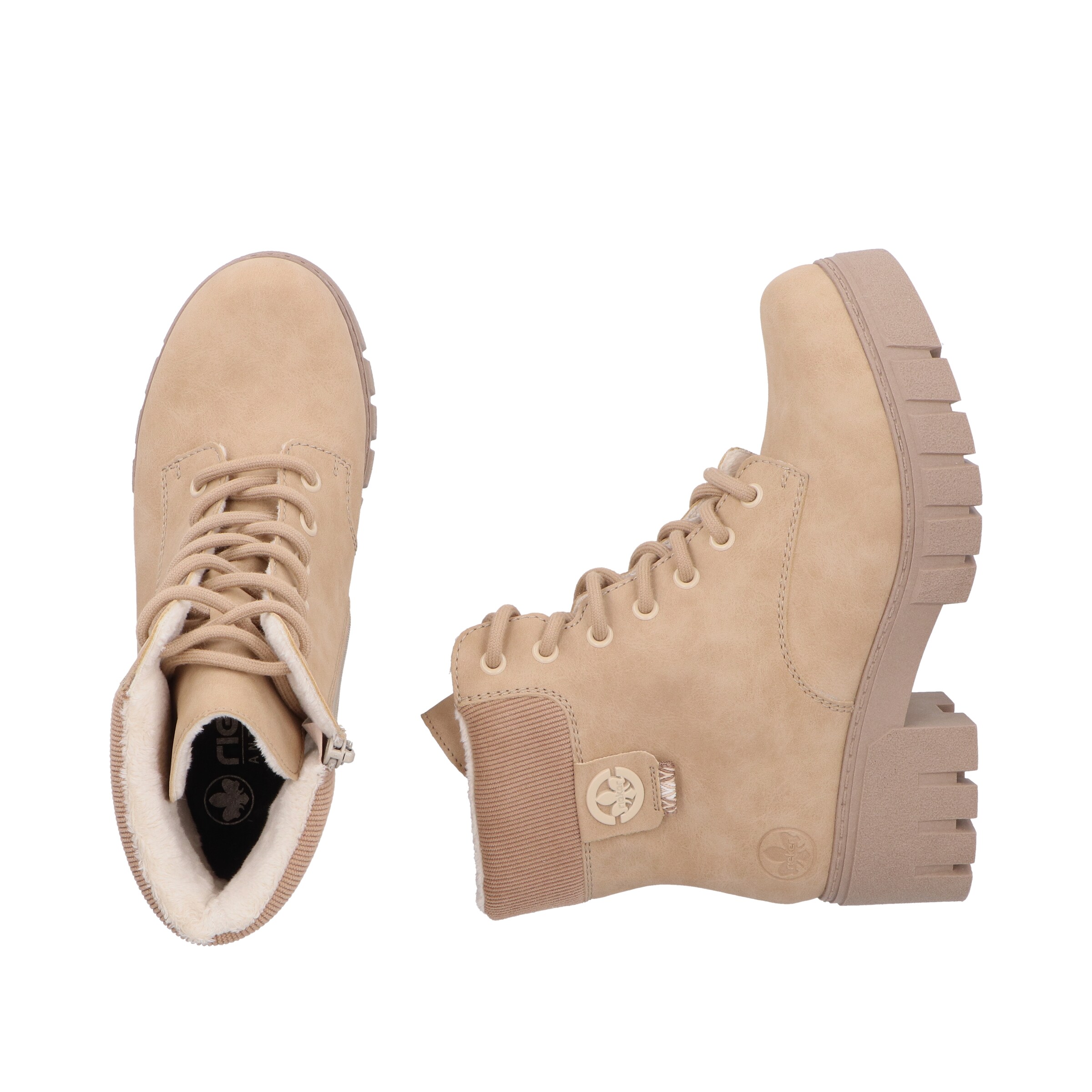 Rieker Lace-Up Boots in Beige