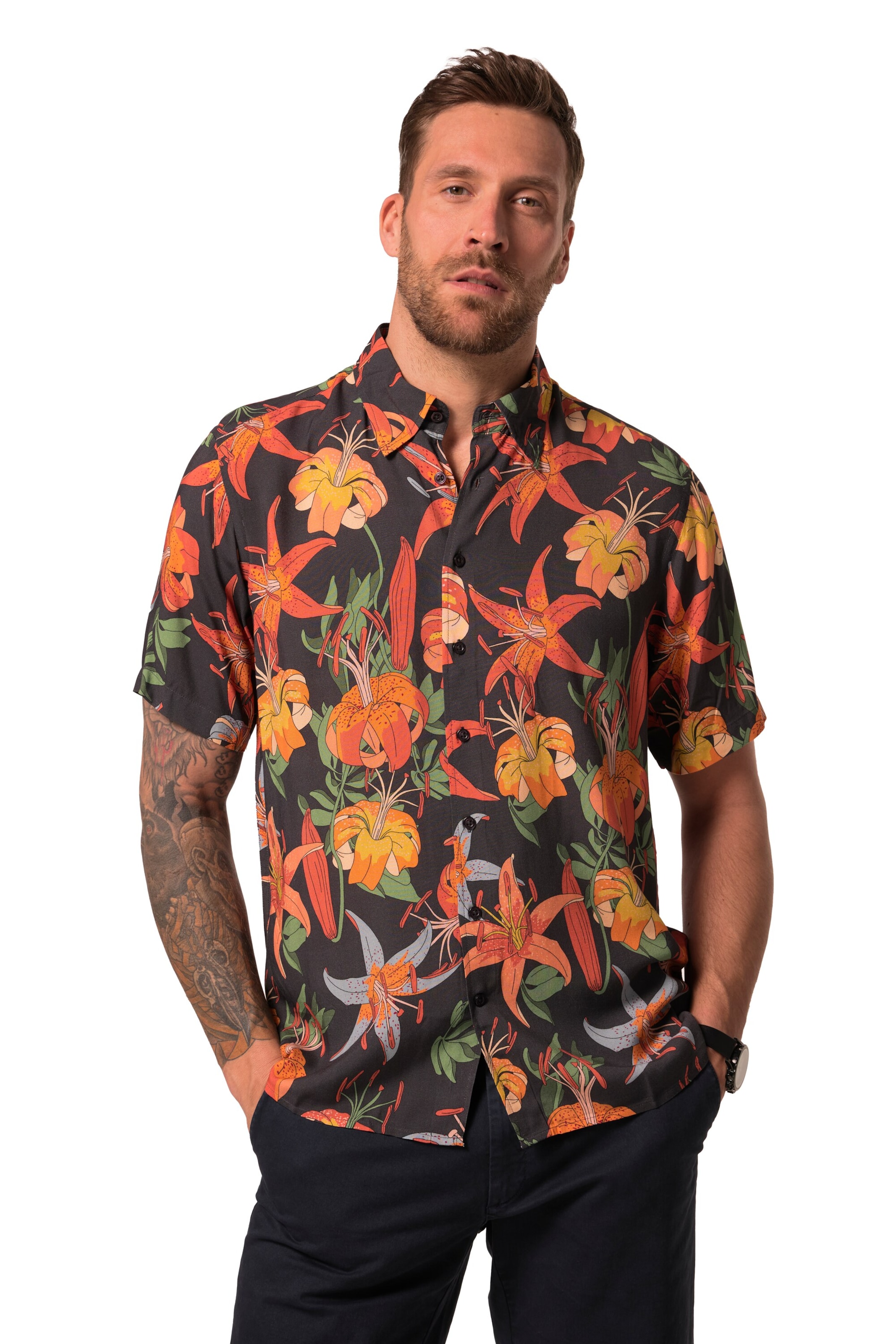 Coupe regular Chemise JP1880 en mélange de couleurs : devant