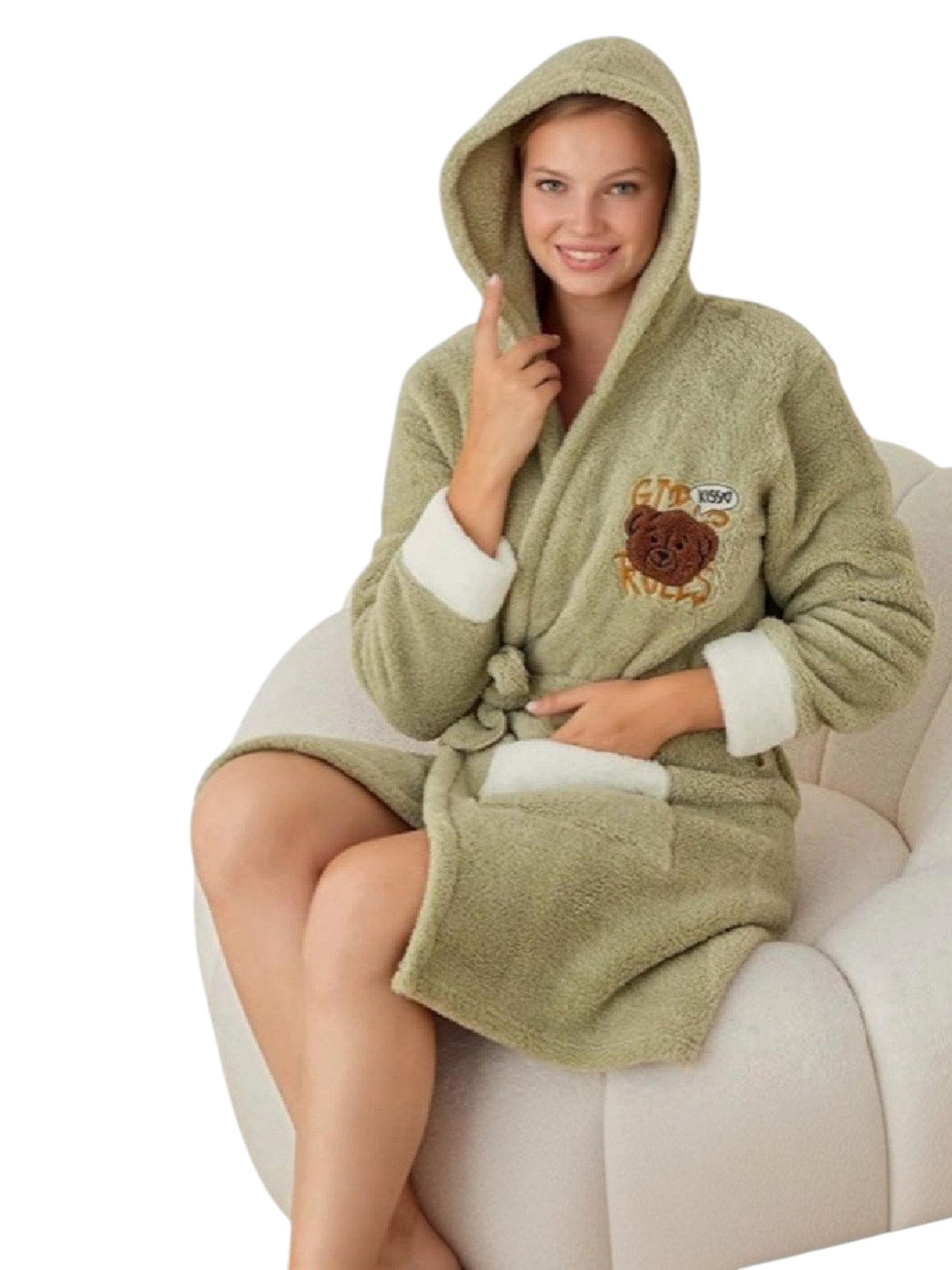 fashionshowcase Short Bathrobe 'CosyDream' in Green