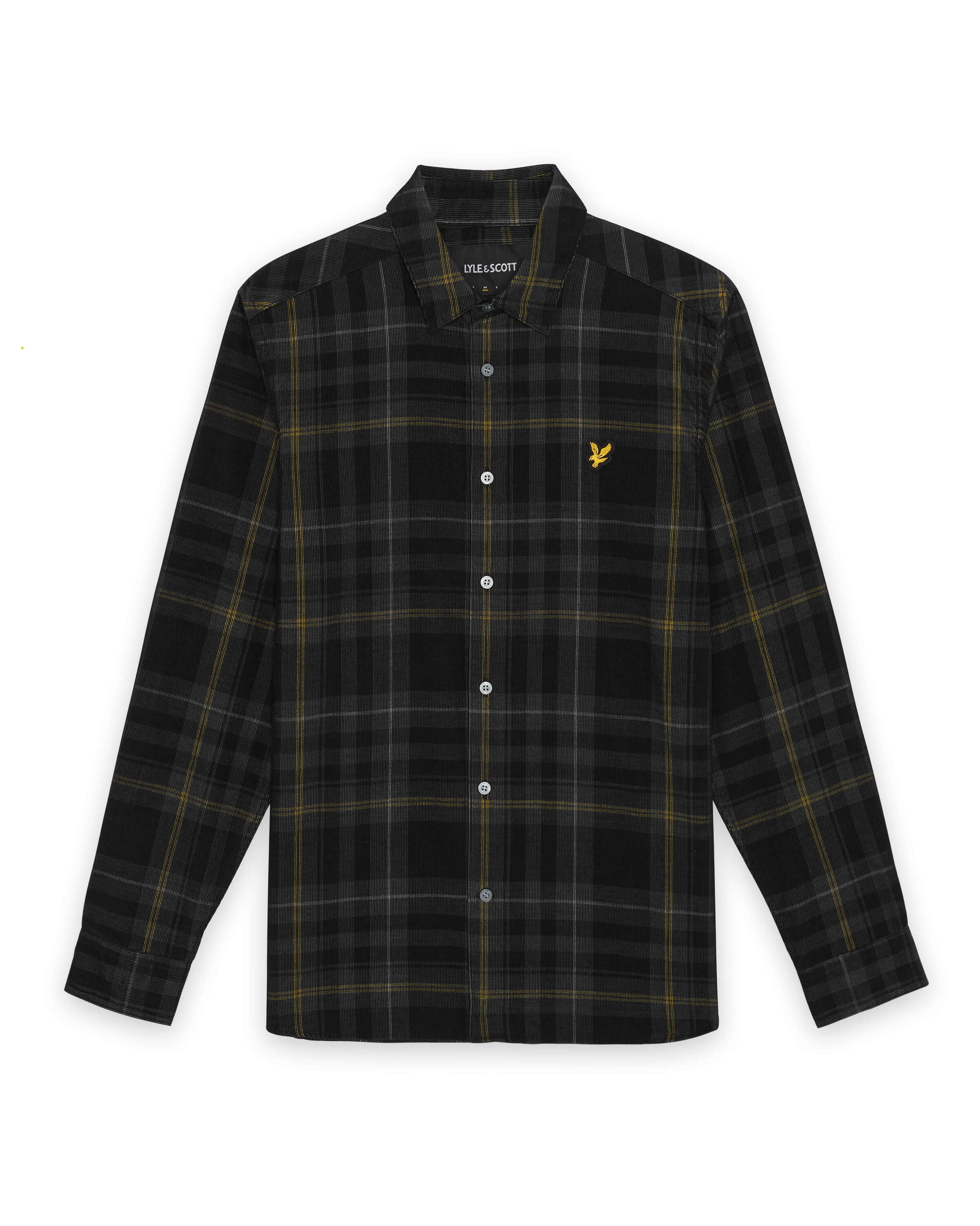 Lyle & Scott Comfort fit Overhemd 'Tartan Corduroy' in Zwart: voorkant