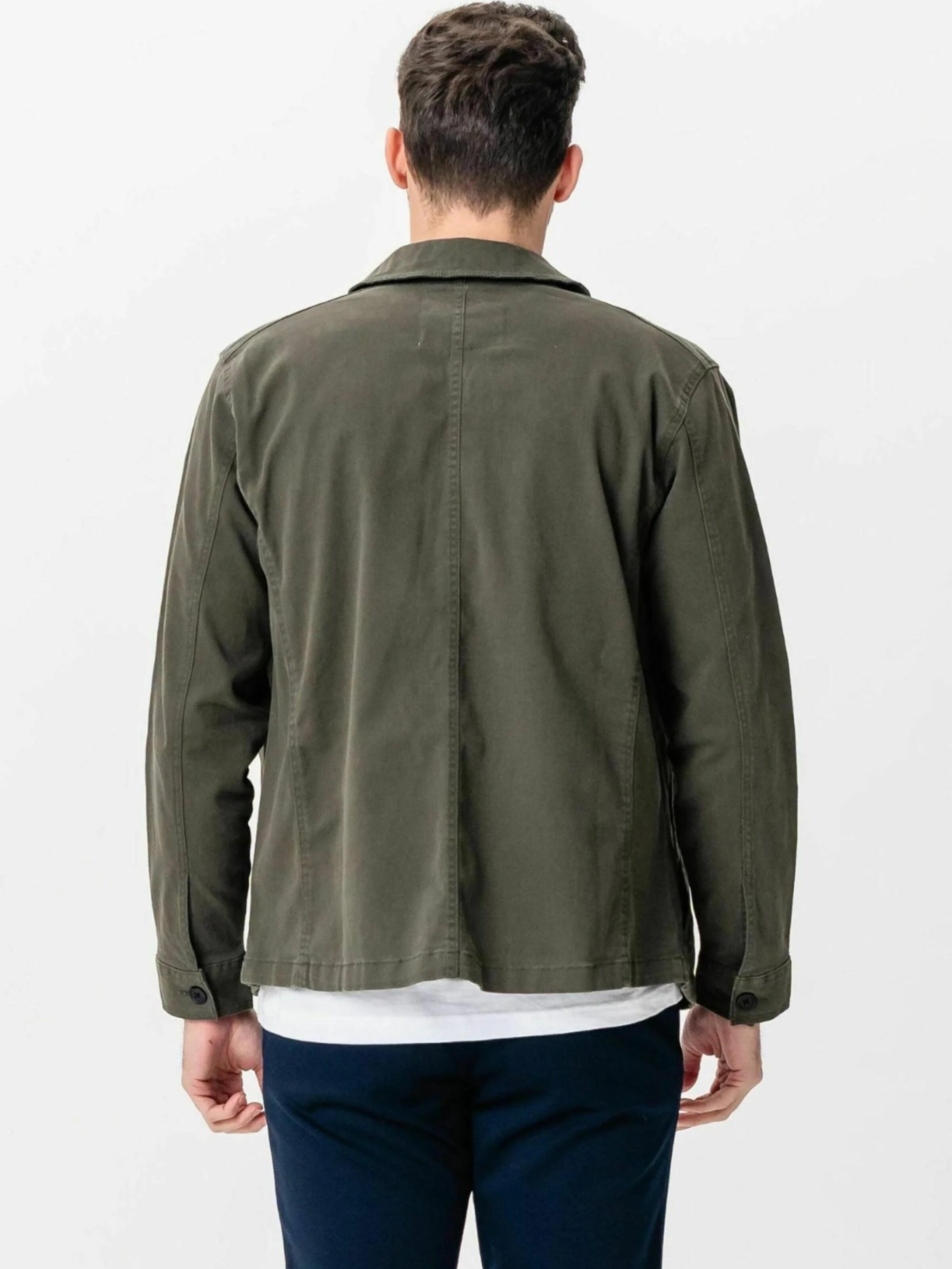 TEESHOPPEN Regular fit Button Up Shirt ' Twill Overshirt ' in Green