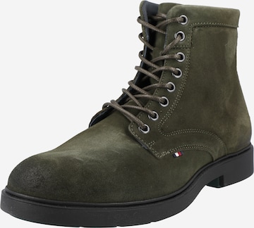 TOMMY HILFIGER Lace-Up Boots in Green: front