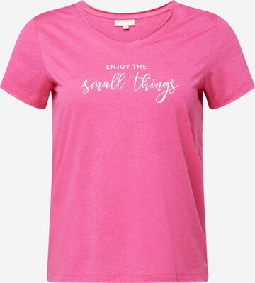 ONLY Carmakoma Shirt 'QUOTE' in Pink: front