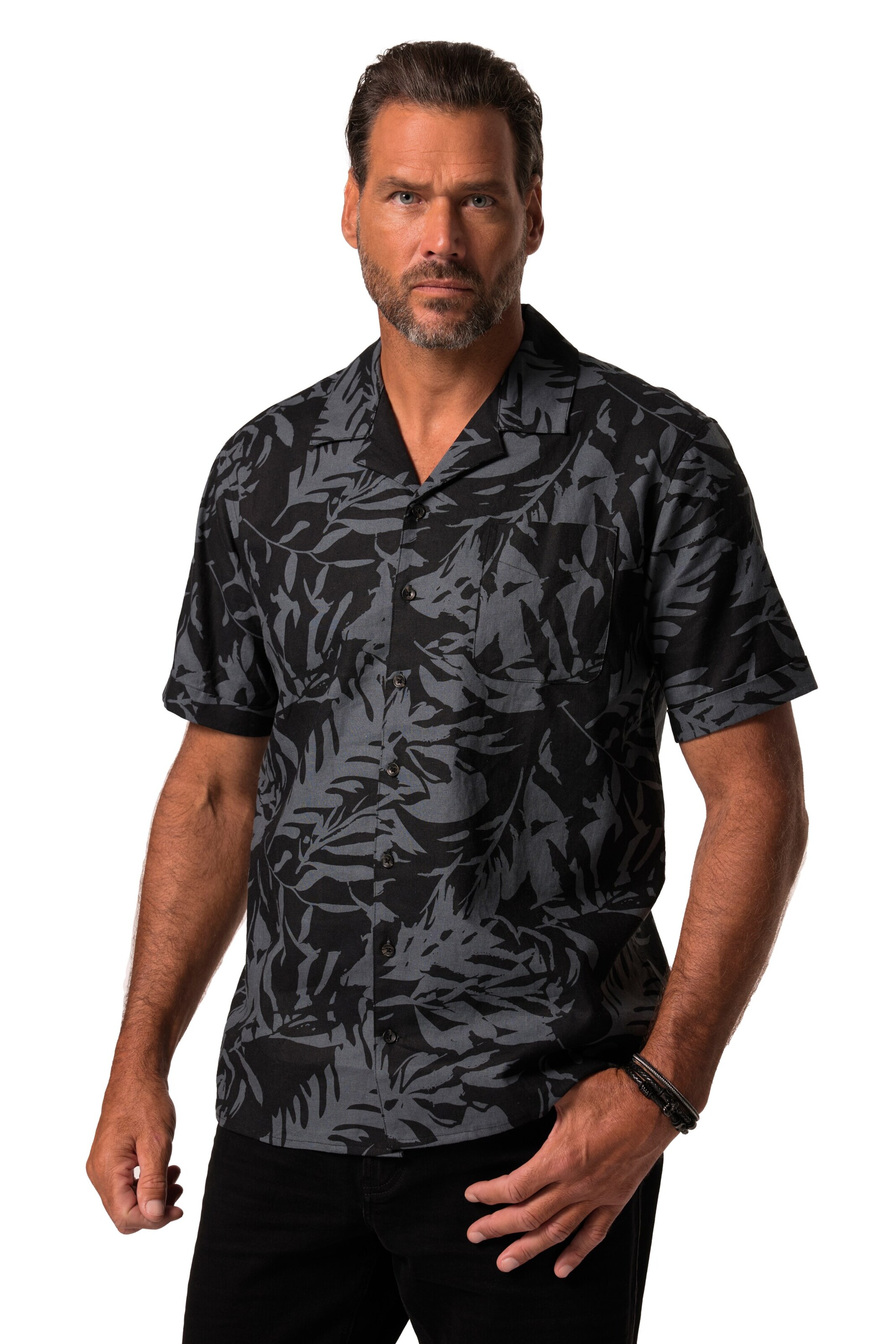 JP1880 Comfort fit Button Up Shirt in Grey: front