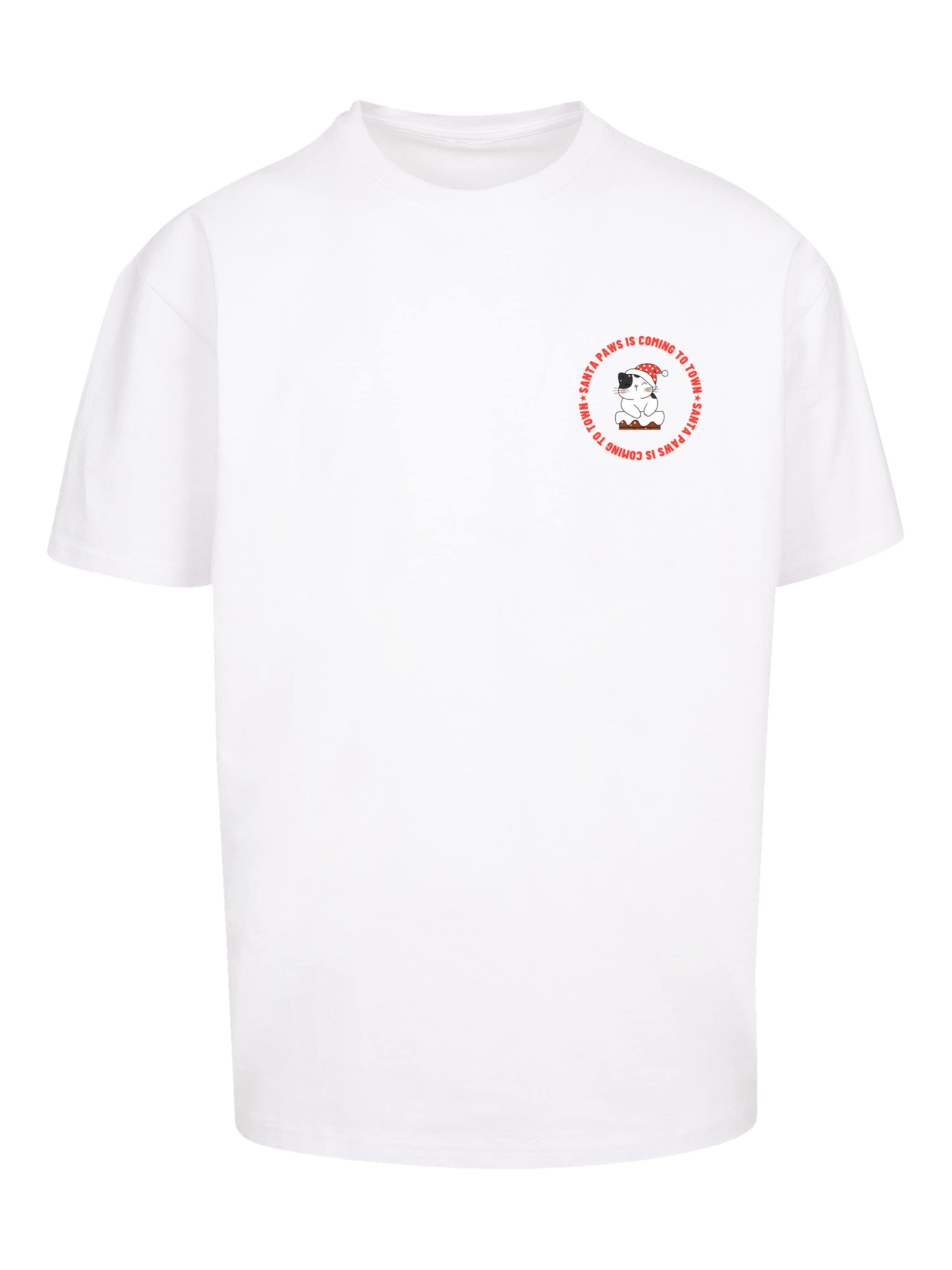F4NT4STIC Shirt 'Sansta Paws Christmas Cat' in Weiß: Vorderseite