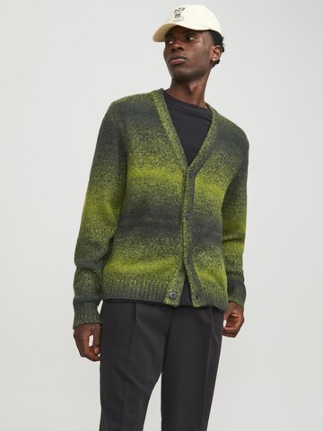 JACK & JONES Knit Cardigan in Green: front