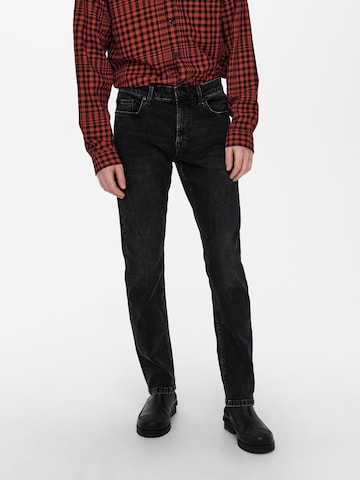 Slimfit Jeans 'Weft' di Only & Sons in nero: frontale