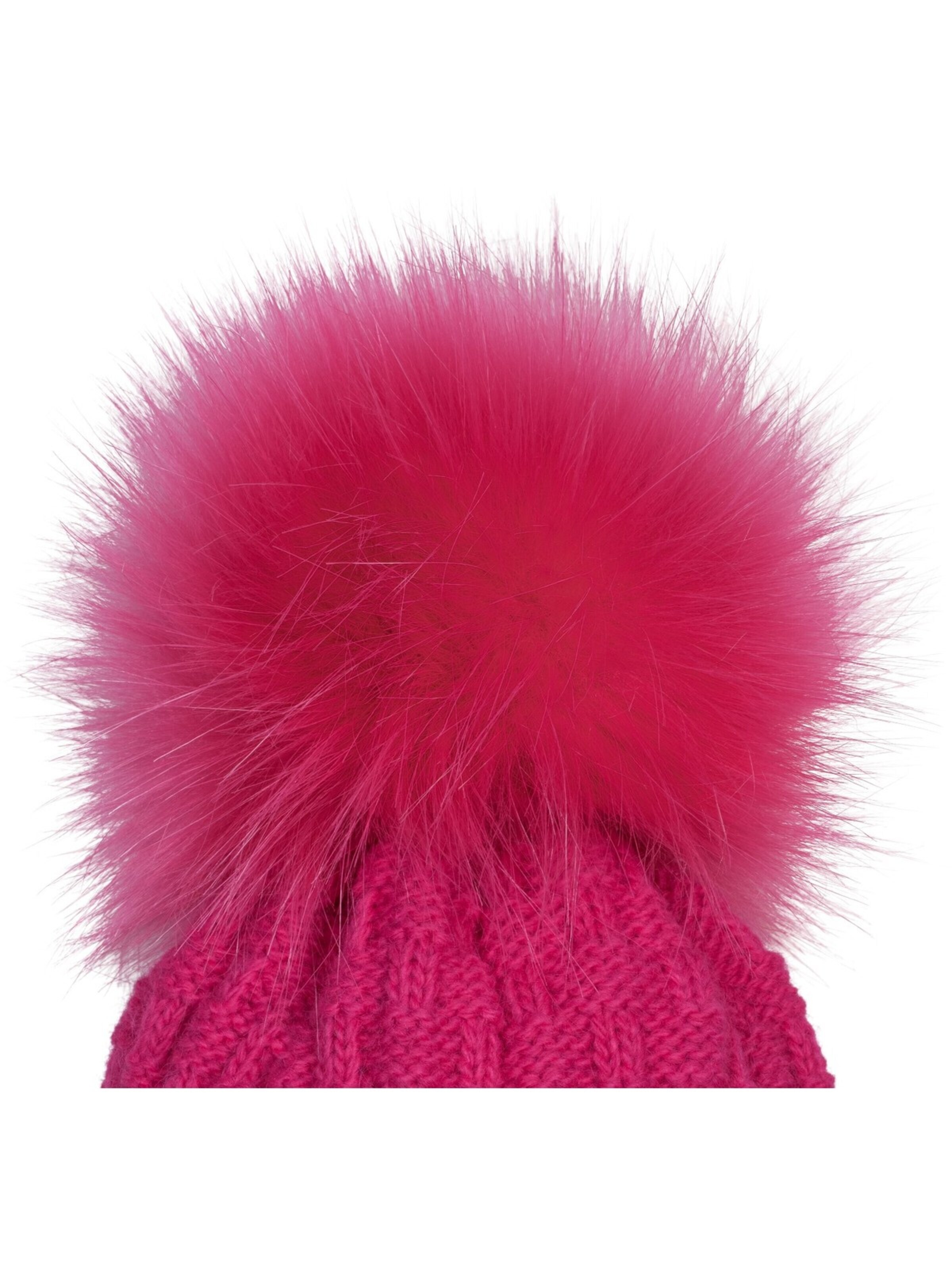 styleBREAKER Mütze 'Strick Bommelmütze mit Flecht Muster'‌‌‌‌‌‌‌‌ in Pink