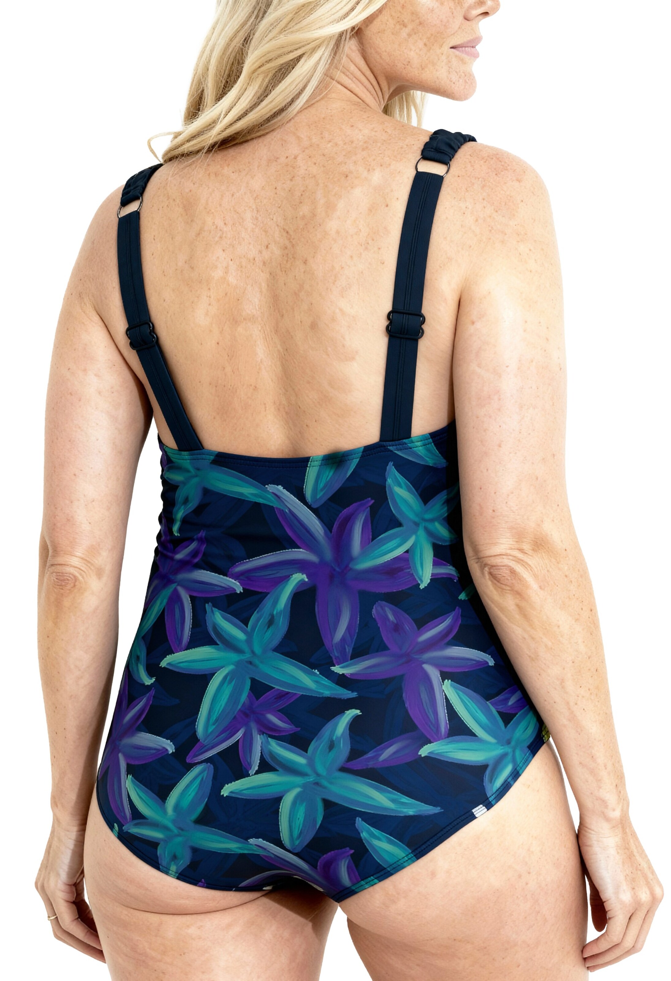 Ulla Popken Push-up Badeanzug in Blau