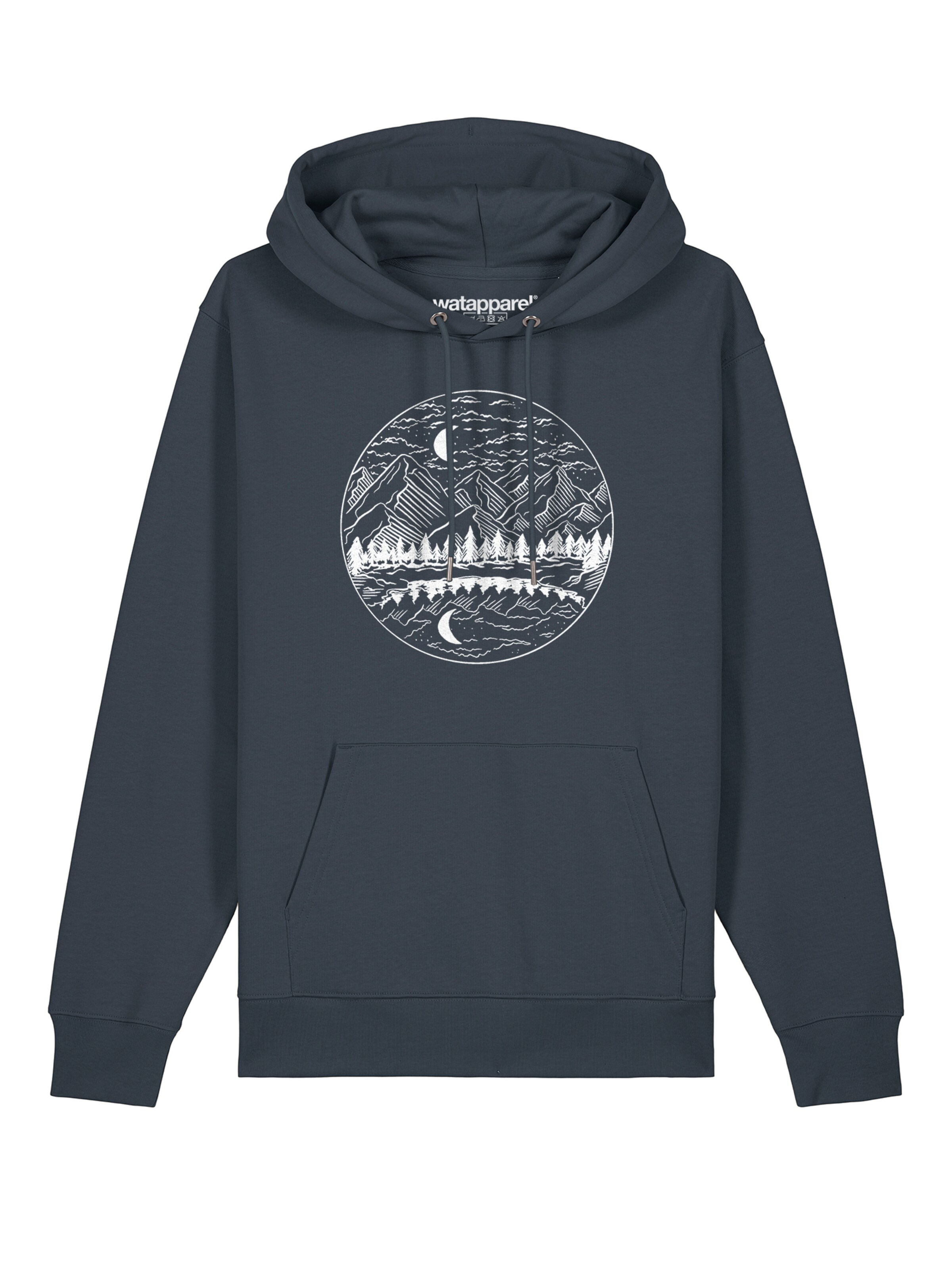 Felpa 'Mountains by night' di Watapparel in grigio: frontale