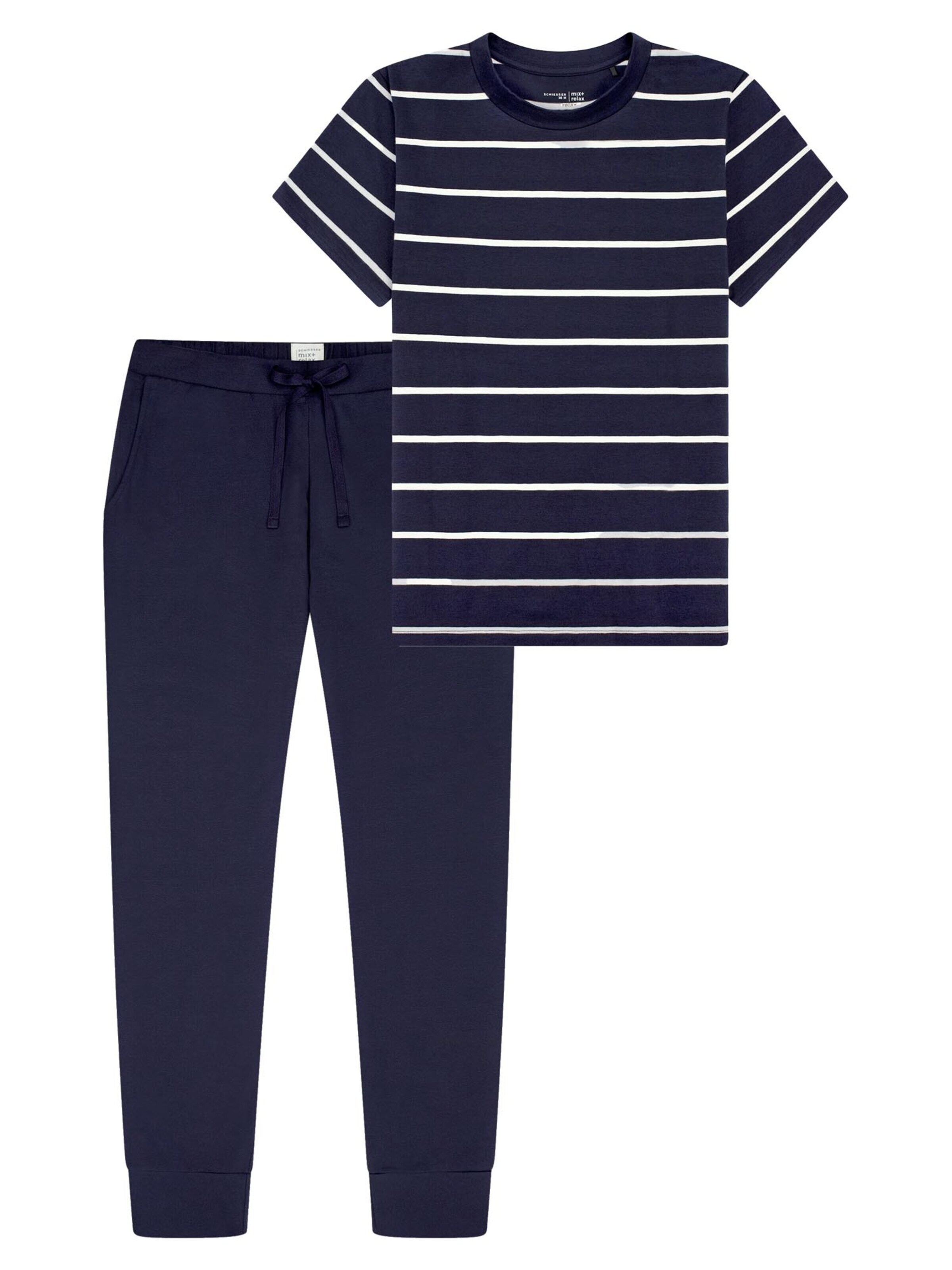 SCHIESSER Pyjama 'Mix & Relax' in Blauw: voorkant