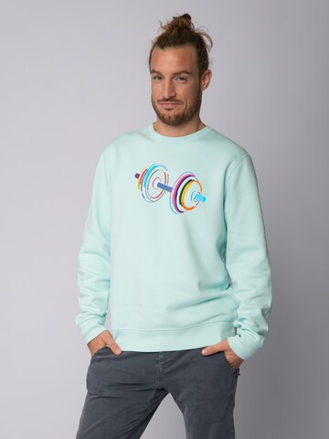 Sweat-shirt ' 80s Hantel ' Watapparel en bleu : devant