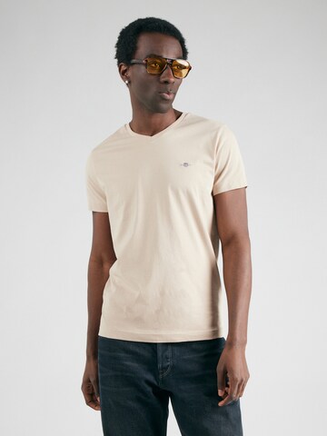 T-Shirt GANT en beige : devant