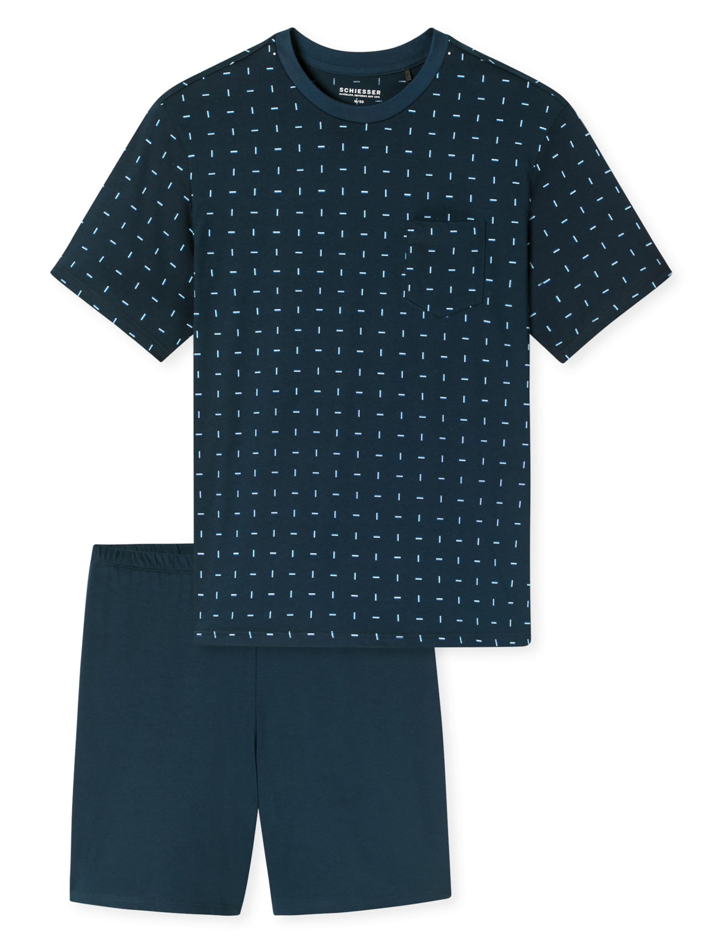 SCHIESSER Short Pajamas 'Comfort Essentials' in Blue: front