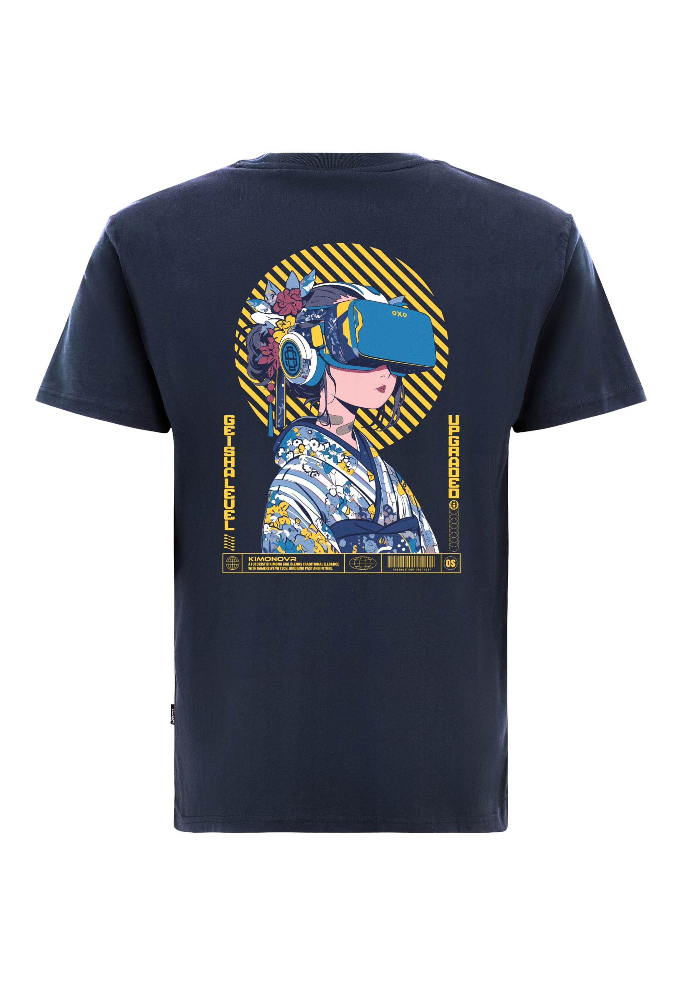 Oldskull Shirt 'Asian Virtual Geisha Logo Graphic' in Blauw: voorkant