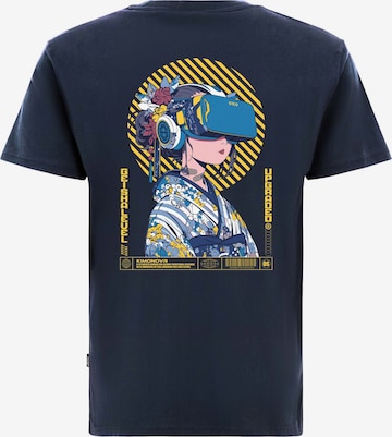 Oldskull Shirt 'Asian Virtual Geisha Logo Graphic' in Blue: front