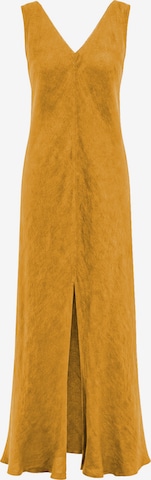 Haris Cotton Sukienka 'Maxi Linen Dress with V Neck' w kolorze żółty: przód