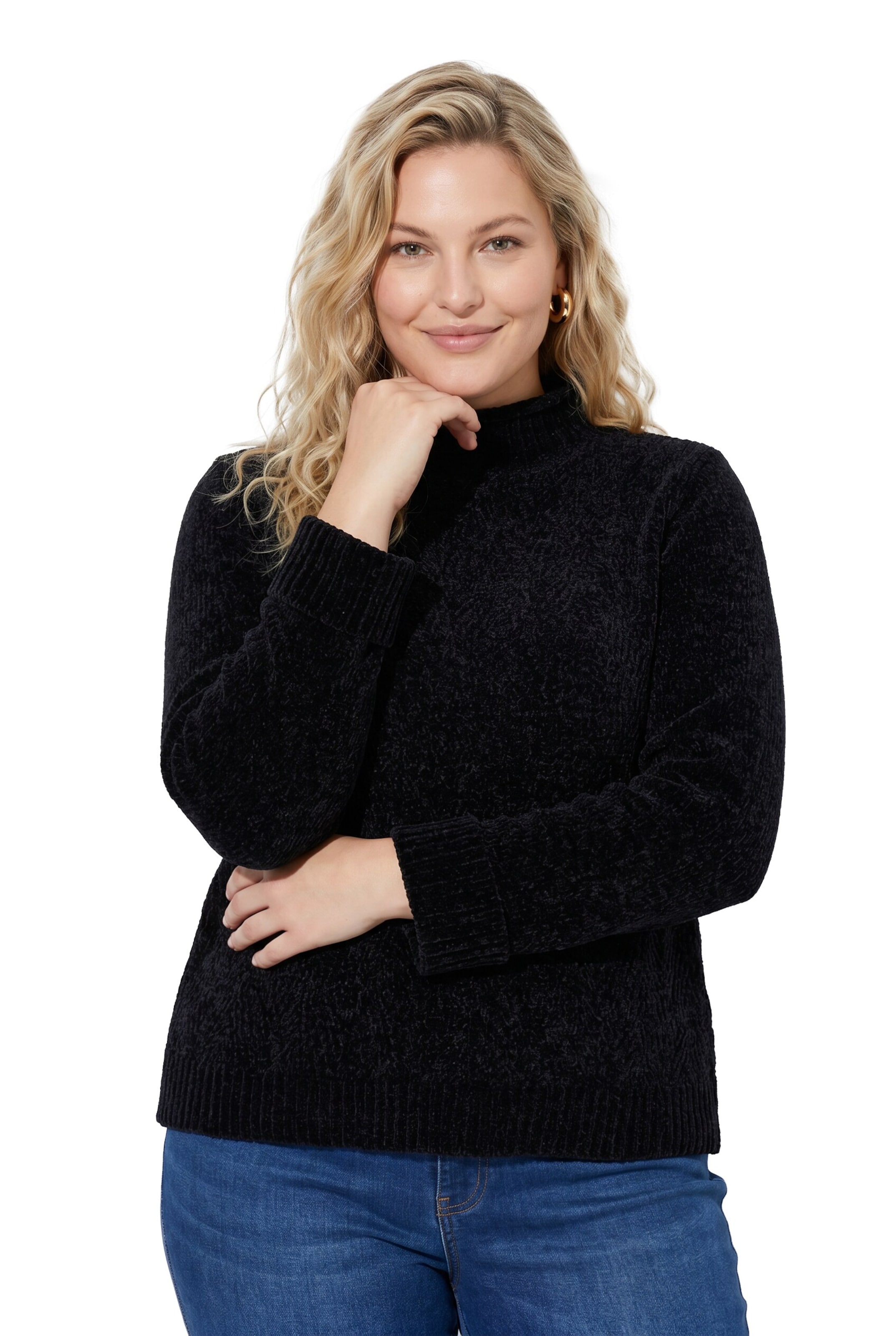 Ulla Popken Pullover in Schwarz: Vorderseite