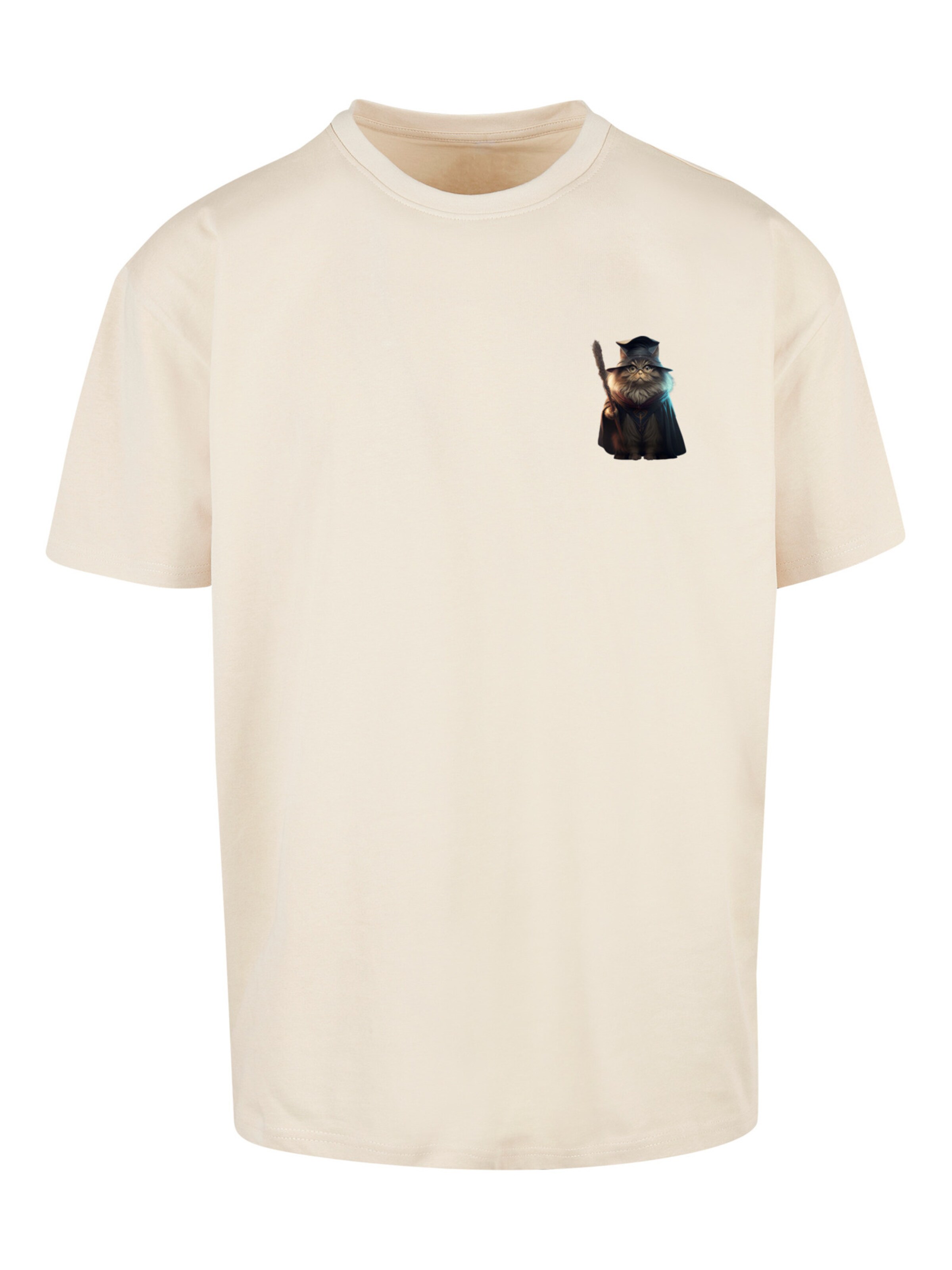T-Shirt 'Wizard Cat' F4NT4STIC en beige : devant