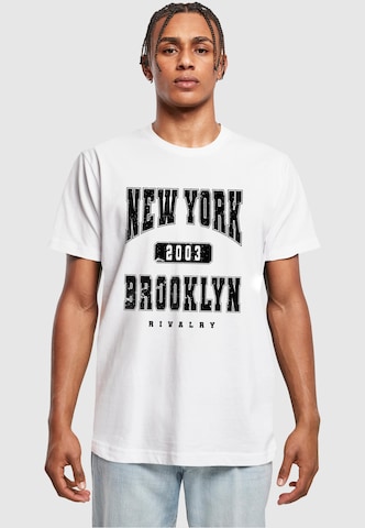 Mister Tee Shirt 'Brooklyn' in Wit: voorkant